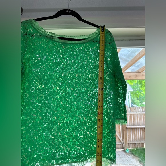 Anthropologie Weston Wear Green Lace Cropped 3/4 Sleeve Blouse Top Medium - Picture 15 of 15